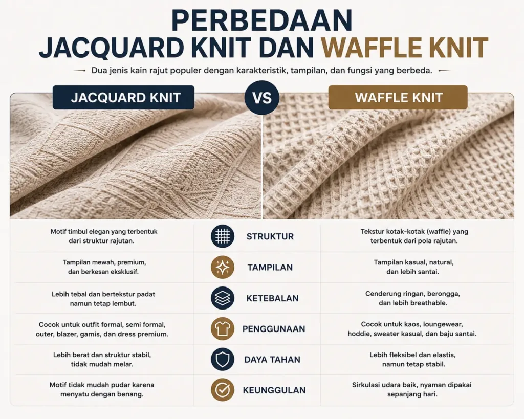 Perbedaan Jacquard Knit dan Waffle Knit